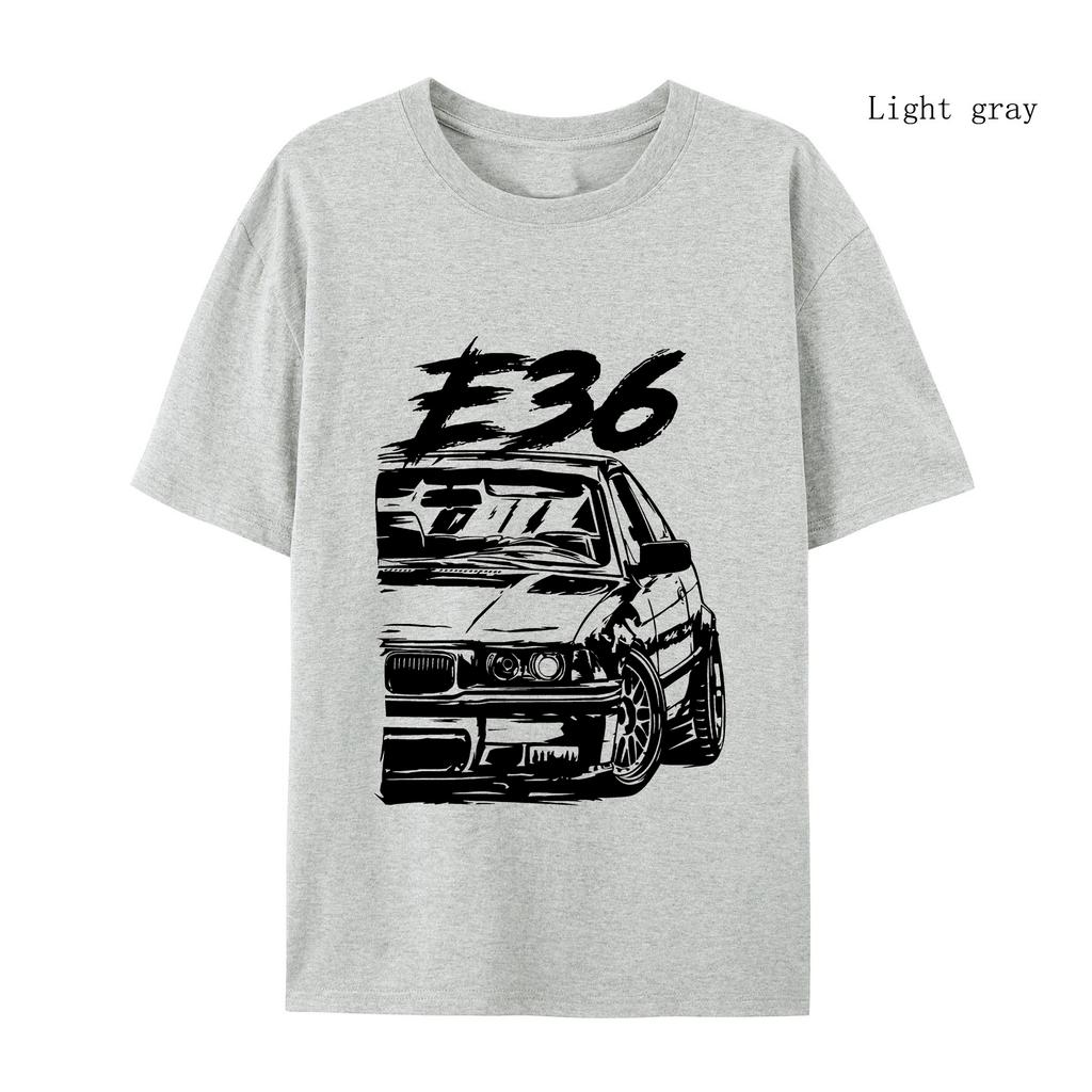 Футболка E36 Высококачественные футболки E36 Летние свободные футболки с коротким рукавом Хлопковые свободные уличные топы