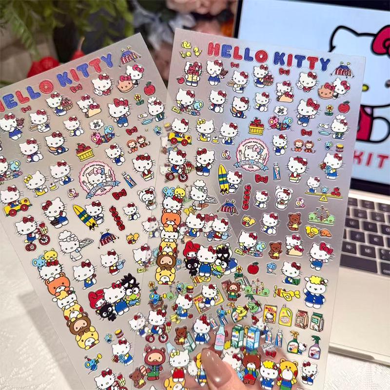 Оригинальные большие мультяшные наклейки Hello Kitty с тиснением - Милое DIY украшение для телефона