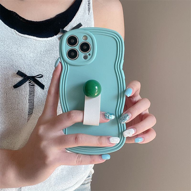 Wave X Silicone Full-Cover Anti-Fall Apple 15ProMax Phone Case with Simple Ring for Summer Joy