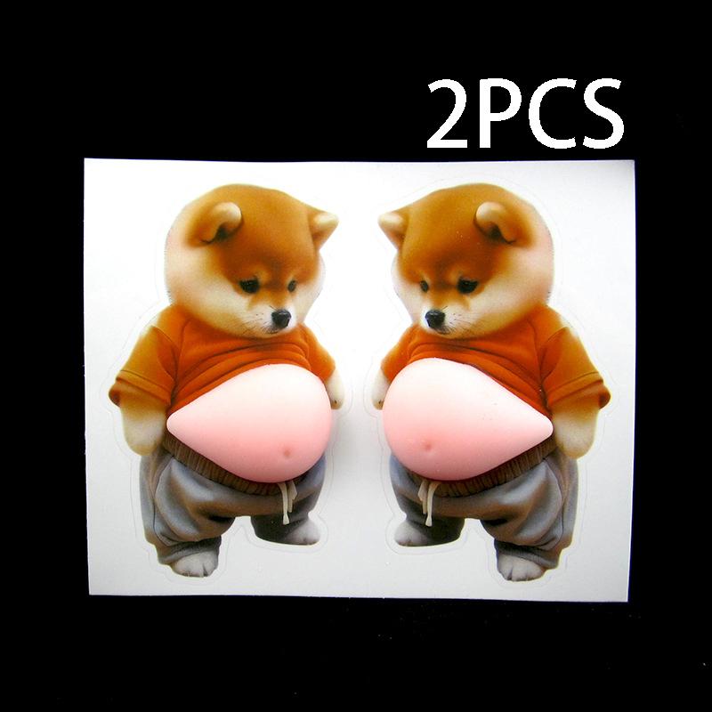 2 шт. 3D наклейки с сиба-ину – Милые оранжевые наклейки с сиба-ину для одежды, 3D милый пухлый сиба-ину (дизайн), Самоклеящийся силикон