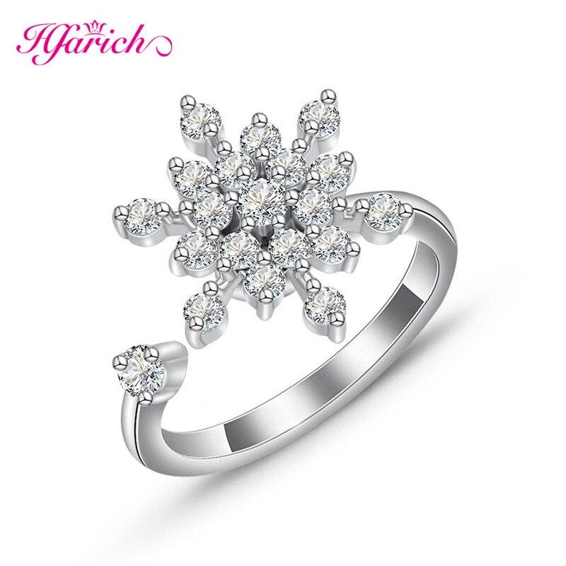 Hfarich Blue Crystalline Butterfly Finger Ring Rotate Freely Anti Stress Anxiety Rings Girl Nuptial Wedding Occasion Women Jewelry Engagement Present
