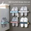 Wall Mounted One Piece Shoe Rack Bathroom Slipper Shelf No Punching Space Saving Shelf Bathroom Hanging Holder