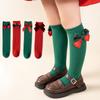 Детский бант Санта Клаус Красно-зеленые носки Рождество Дети Девочки Принцесса Новый год Осень Зима Теплые носки для защиты ног