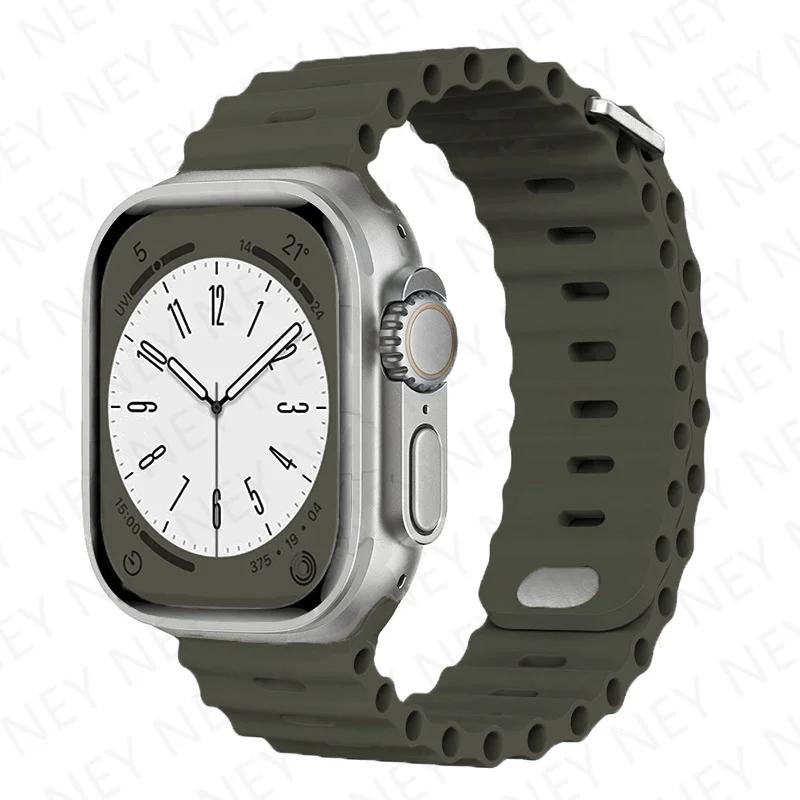 Ремешок Ocean для Apple Watch Ultra 2 Band 49 мм 9 8 7 45 мм 41 мм силиконовый браслет браслет iWatch 6 5 4 3 SE 44 мм 40 мм 42 мм band
