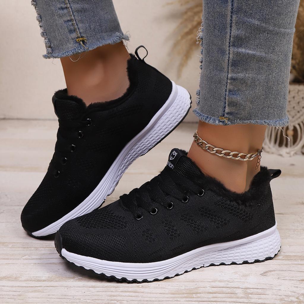 Winter Fashion Plush Walking Flats, Sports Shoes, Women'S Casual Shoes