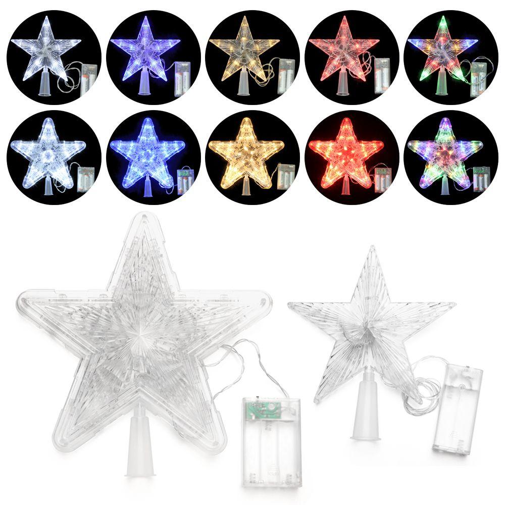 Merry Christmas LED Glowing Star Night Light Christmas Tree Top Ornaments Five-pointed Star Lamp