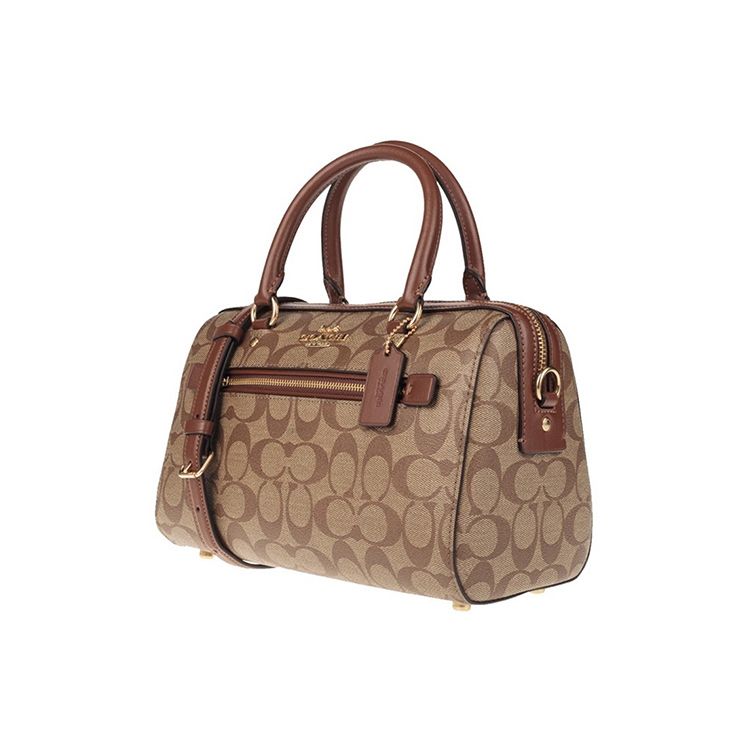 Coach Rowan 27 Printed PVC Boston Bag Women handbags Khaki 83607-IME74