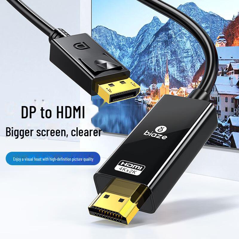 Кабель-адаптер Biyaz 4K DP-HDMI – «папа-папа» для подключения компьютера к телевизору