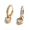 Нежные блестящие серьги-кольца с подвесками в виде сердец из кубического циркония для женщин, высококачественный изысканный ювелирный аксессуар в подарок
