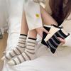Female Spring and Autumn Striped Cloth Label In The Drum Pile Cotton Socks