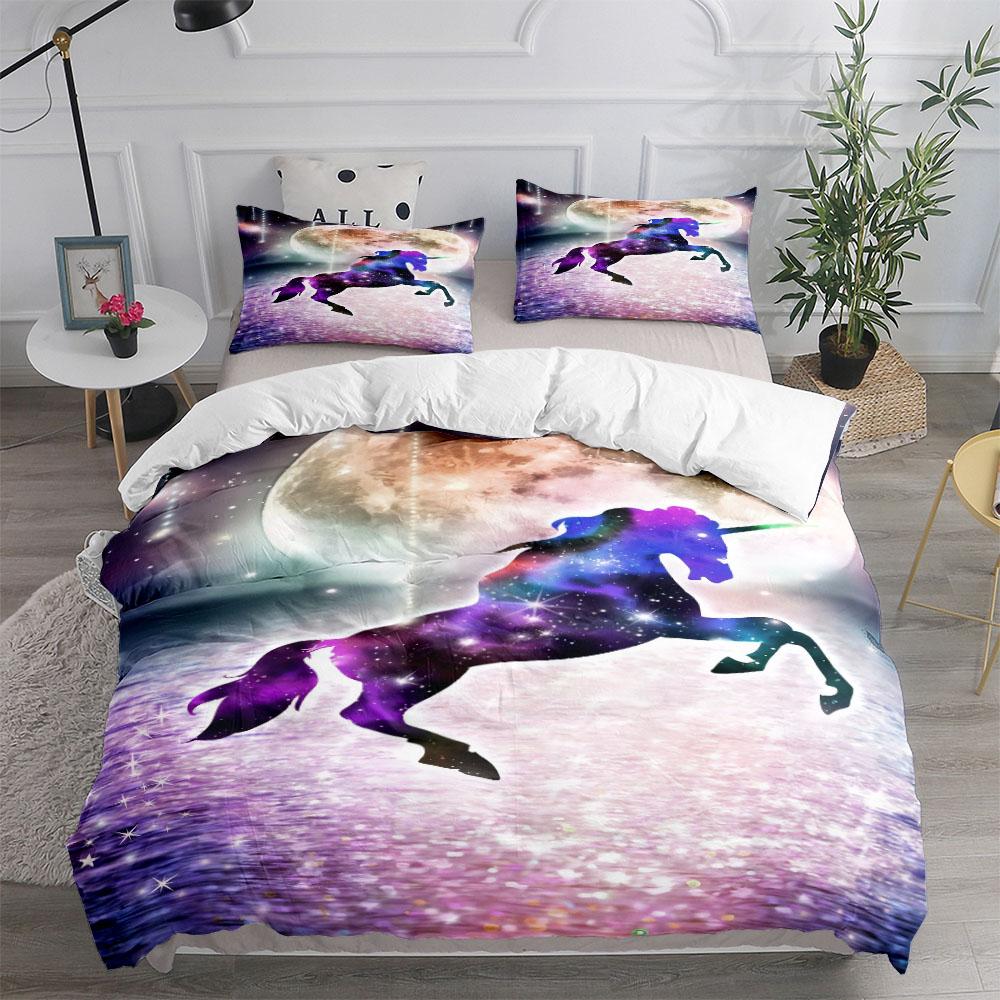 Nordic Myth Forest Unicorn Duvet Cover Set King Queen Double Full Twin Single Size Bed Set