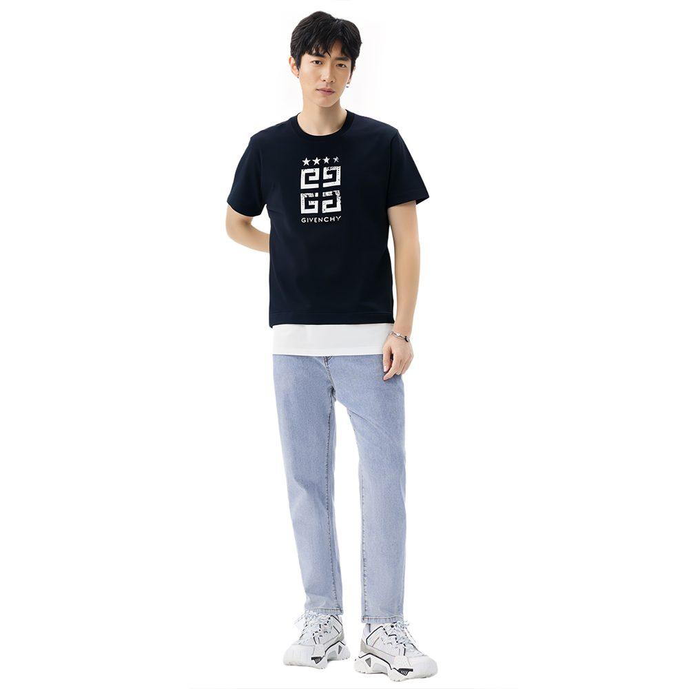 Givenchy Хлопковая футболка 4G Stars BM716R3YEL-001