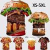Fashionable Burger, Pizza, and French Fries 3D Printed New Men's Round Neck Summer Short Sleeved Top T-shirt