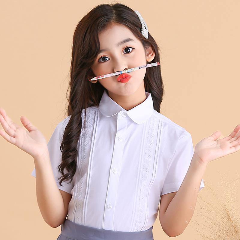 Детская белая футболка 110-160 с коротким рукавом школьная форма футболки для девочек и мальчиков