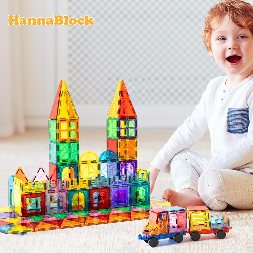 HannaBlock 110-Pcs Magnetic Building Blocks, Magnetic Toys for Kids, Educational Toys, Birthday Gifts, Christmas Gifts