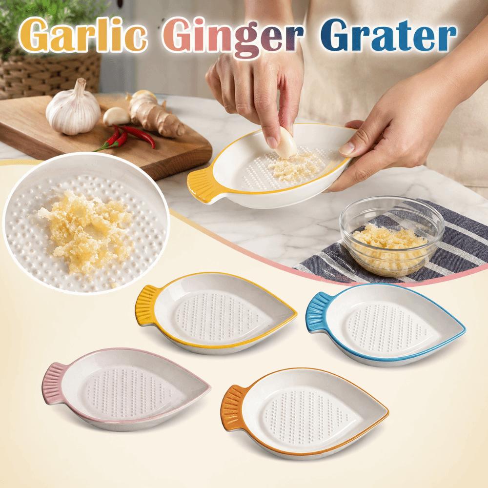 Ceramic Garlic Ginger Grater Non-Slip Garlic Shredding Plate Seasoning Dipping Dish Restaurants