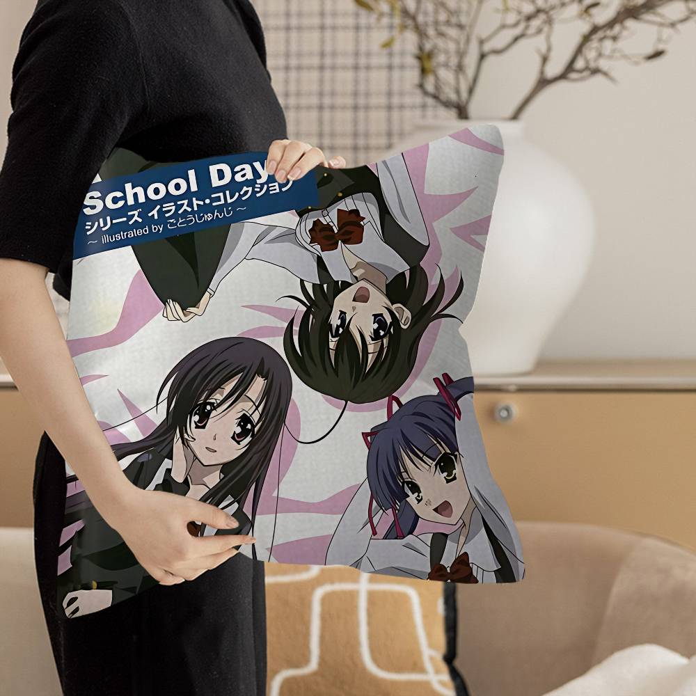 Аниме S-School D-Days Кацура Котоноха Персонализированная фотография Текст Домашние декоративные подушки Бытовые подарки 45x45см