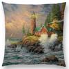 Домашний декор деревенская картина маслом чехол для подушки красивый пейзаж замок маяк диван подушка спальня