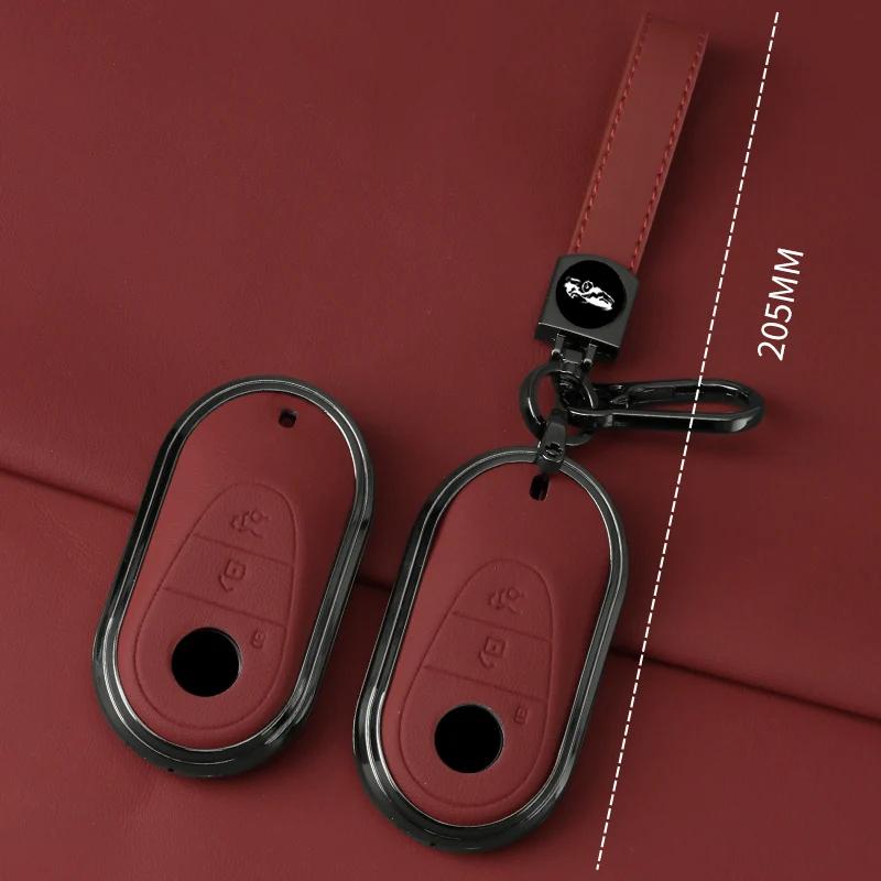 Styling Mouldings Metal Leather Car Key Case Cover For Mercedes Benz C E S Class GLC W206 W223 W214 E300 C260 C300 S450 S500 Key