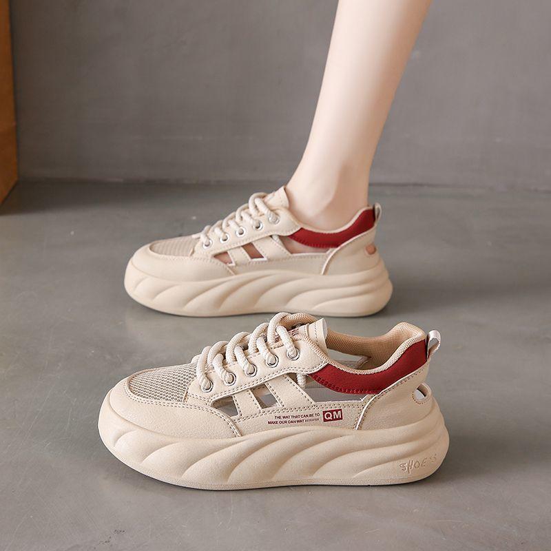 Stepping On Shit Women's Shoes 2025 New Hollow Little White Shoes Summer Student Versatile Board Shoes Breathable Mesh Sneakers