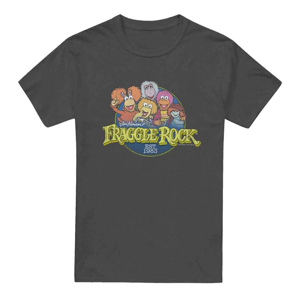 Fraggle Rock Circle Logo 100% Cotton T-shirt Mens Tees Top S-3XL, Charcoal