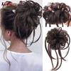 Long Messy Curly Hair Bun Tousled Chignon with Elastic Hair Band Pieces for Women Scrunchies Extensions Black Brown Blonde