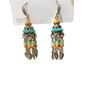 Retro style zircon glass leaves fringed ear hooks ethnic style earrings bohemian style earrings design sense niche