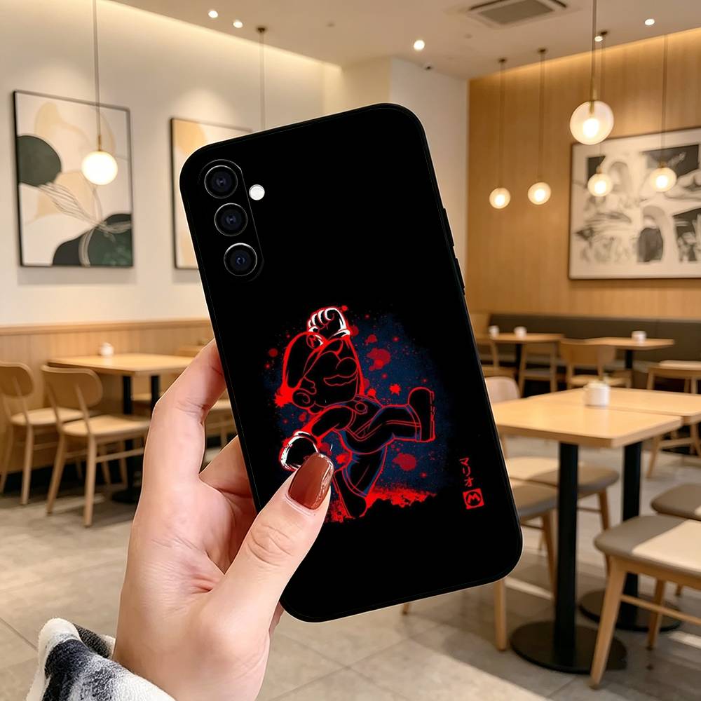 cartoon Super-M MarioS Bros Phone Case For Samsung Galaxy A73,A72,A71,A70,A53,A52,A51,Soft Silicone Black Cover