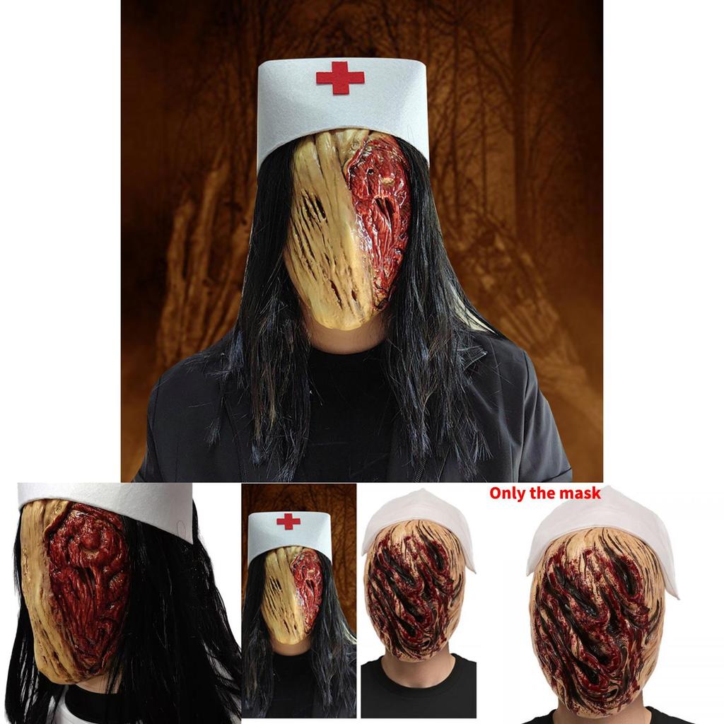 Маска для лица Медсестры из Silent Hill Латексный Костюм-Реквизит Для Хэллоуина и Тематических Мероприятий