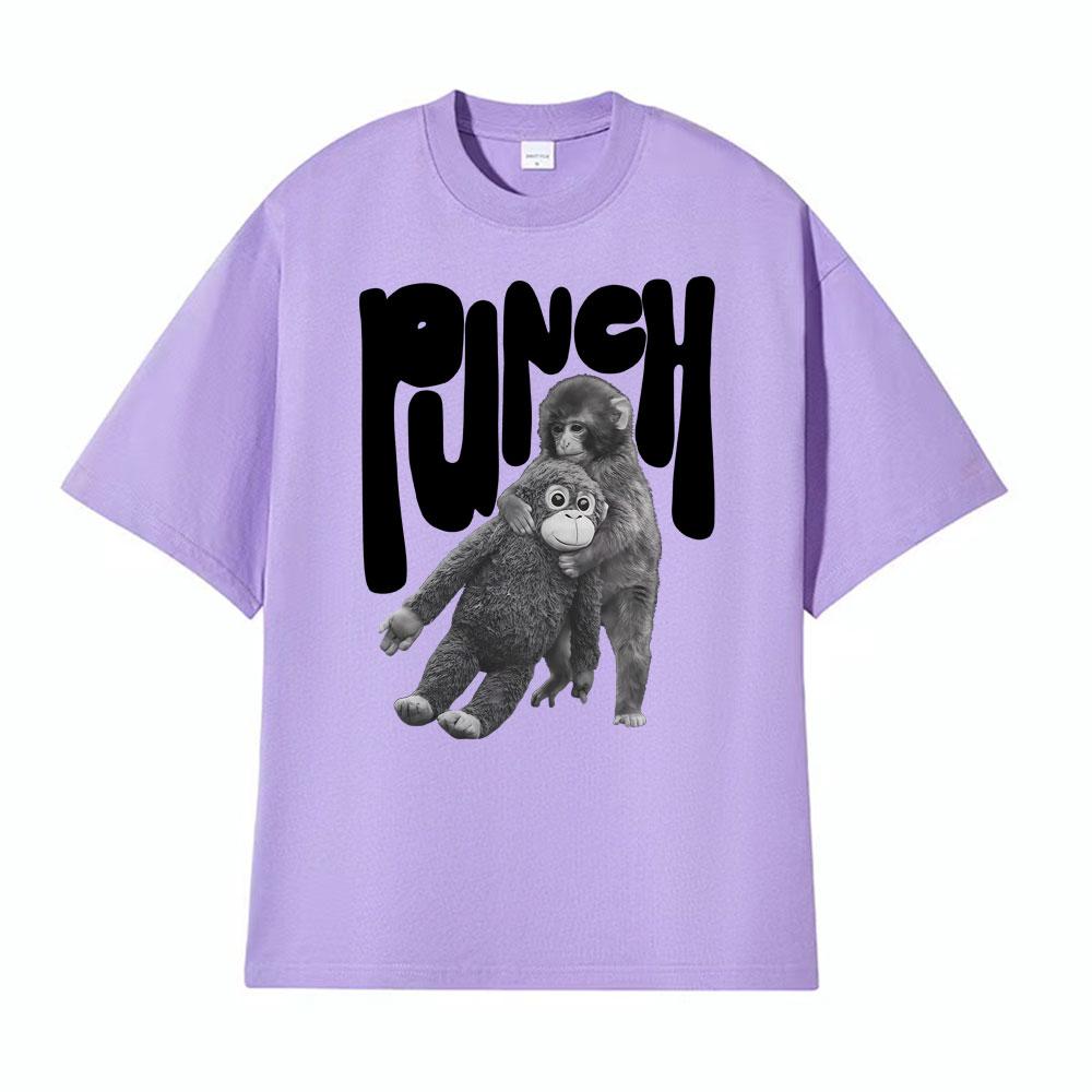Punch The Monkey Графическая футболка в винтажном стиле Мужская одежда Летние винтажные модные футболки Топы 100% хлопок Оверсайз футболки