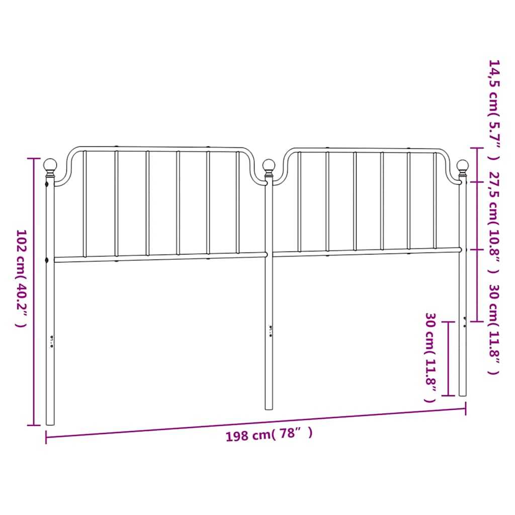 Replacement Headboard Metal White 193 cm