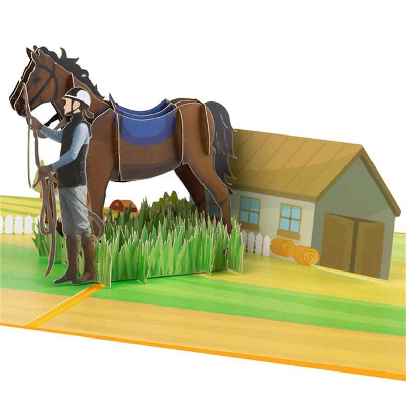 Equestrian Sports Theme Card PopUp Card with Envelope 3D Greeting Cards for Birthdays Anniversaries Parties Gift