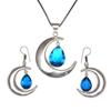 Комплект из серег и подвески ко Дню матери с драгоценным камнем London Blue Topaz
