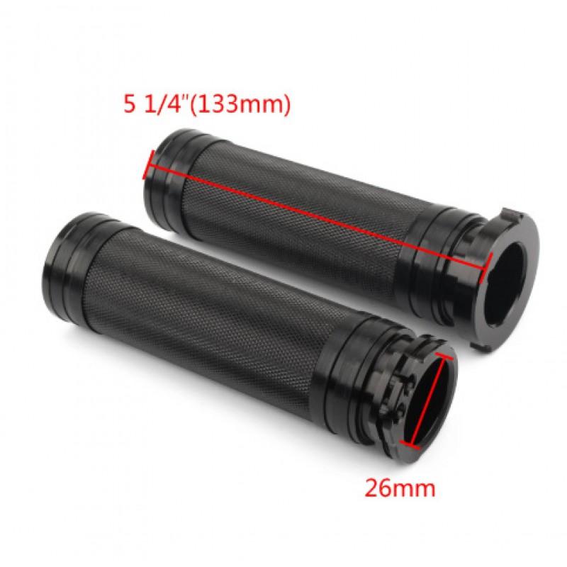 CNC Aluminum Knurled Handlebar Grips Harley XL883 XL1200 X48 72 Motorcycles Black Chrome Finish