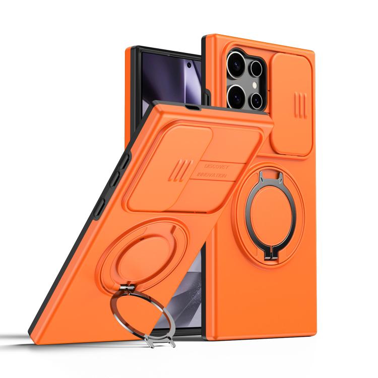 Camera Sliding Shield Magnetic Rotation Holder Phone Case