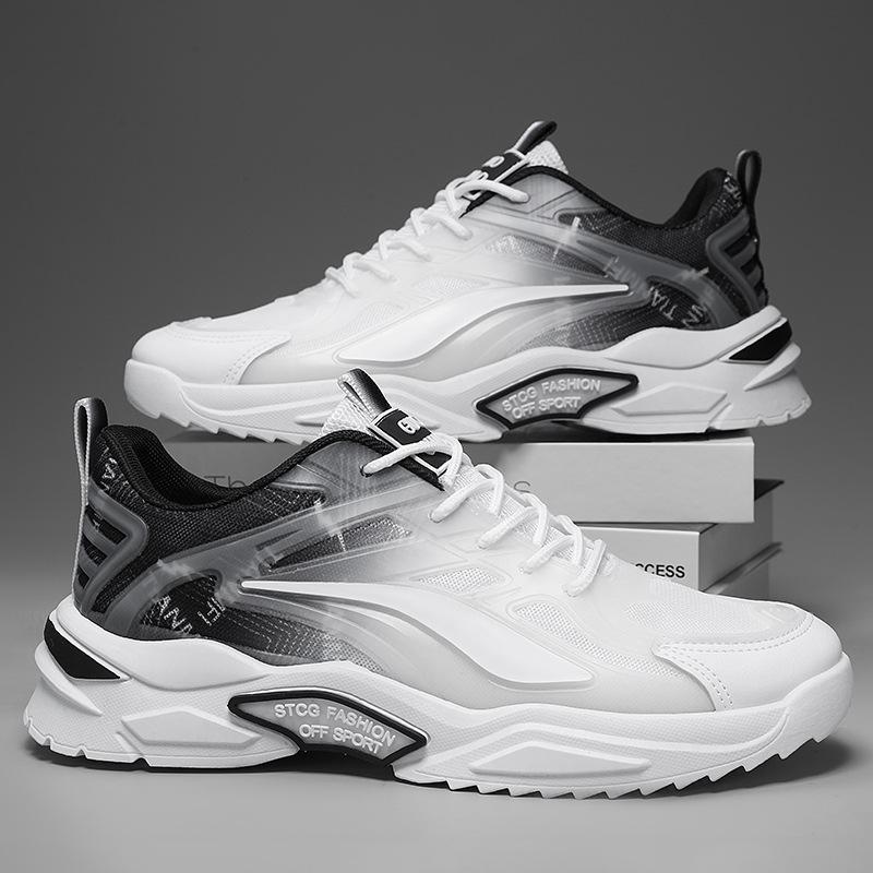 Мужская обувь, новые дышащие сетчатые туфли, мужская спортивная и повседневная обувь, модные универсальные белые туфли, модная обувь для папы-бега