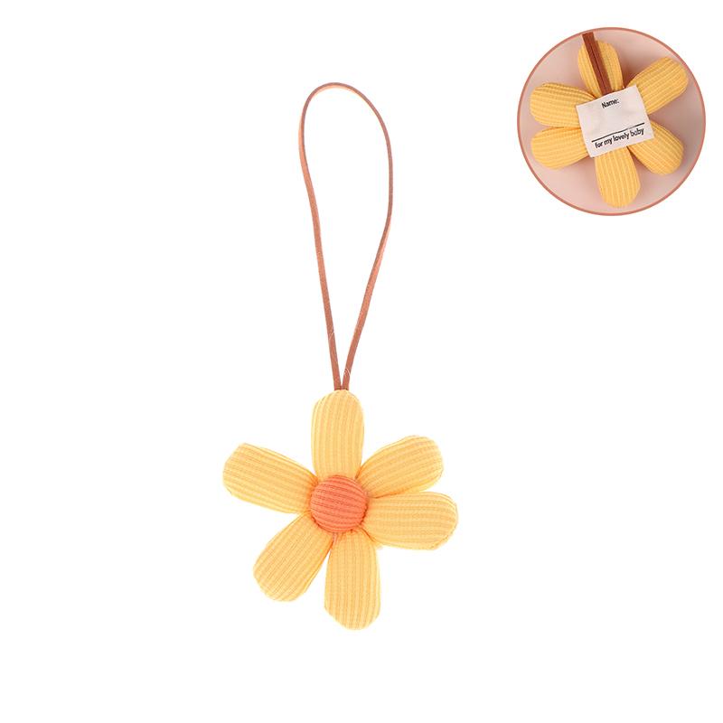3D Color Six-Petal Flower Name Sticker Pendant Fabric Flower Doll Anti-Lost Lanyard Luggage Tag Charm Keychain Bag Decor Toys