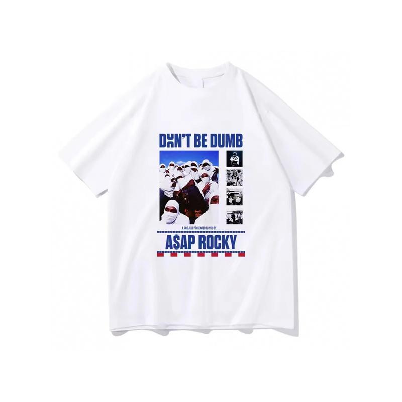 Asap Rocky Не Будь Глупым Мужская Одежда Футболка Мужская Новинка Топы и Футболки С Коротким Рукавом Круглый Вырез С Принтом Пуловер Футболки