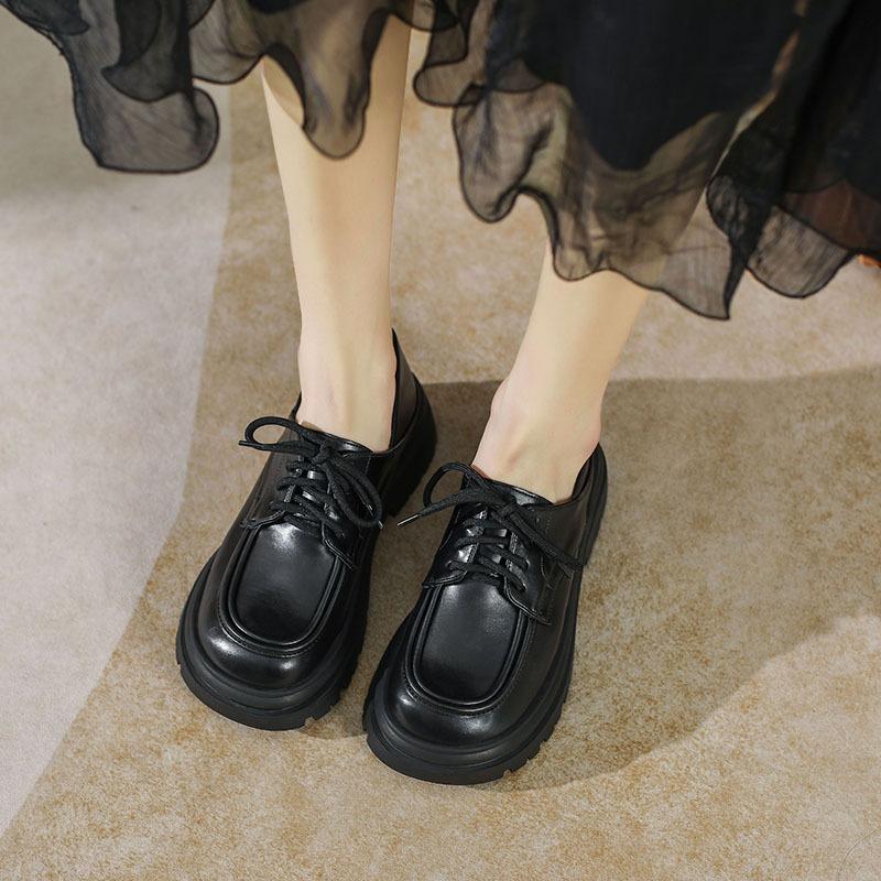 Кожаные туфли на плоской подошве Yuexinwang для женской обуви Huizhou цвета винограда с такими же кожаными туфлями на шнуровке, новые осенние и зимние туфли на платформе с круглым носком wo