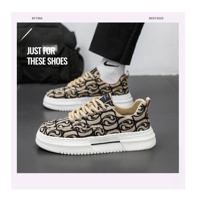 Мужская обувь, летняя, новая, дышащая, парусиновая обувь, подходящая по цвету, универсальная, увеличивающая рост, спортивная и повседневная, низкая, мужская модная обувь