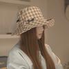 Versatile Hiking Fisherman Hat Sun Protection Bow Bucket Hat Cute Plaid Hiking Cap  Outdoor