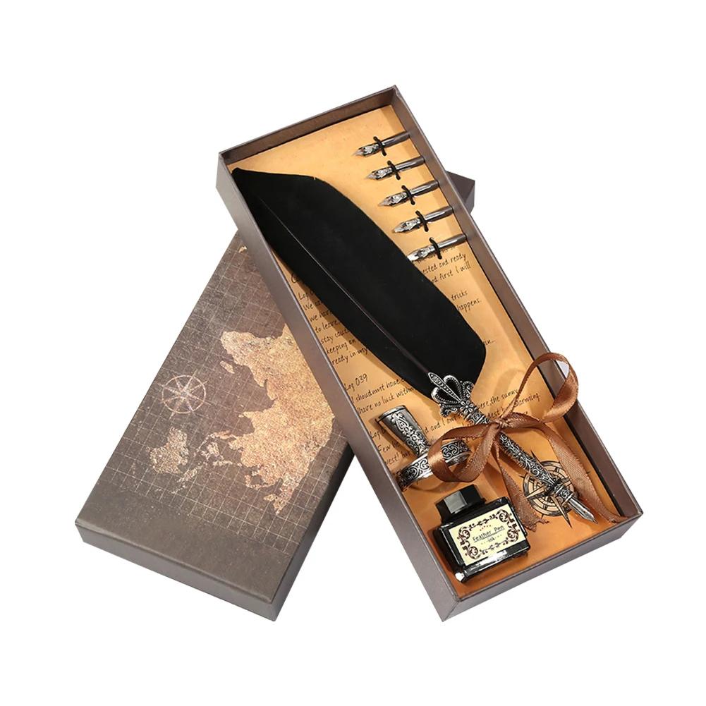 Ретро Перьевая Ручка Набор Пишущих Чернил Канцелярские Товары Изысканное Перьевое Дип-Перо Набор Штампов Художественные Принадлежности Поделки Подарки для Студента DIY