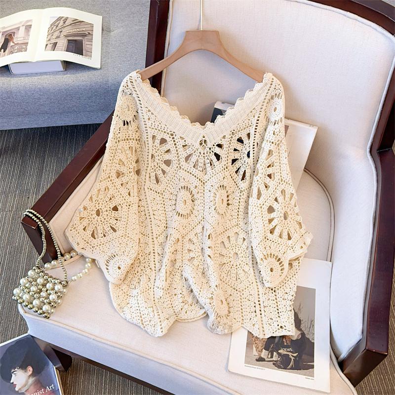 Dimanaf 2025 Новые летние женские футболки с V-образным вырезом, базовые модные топы, кружевные футболки, повседневные свободные белые футболки