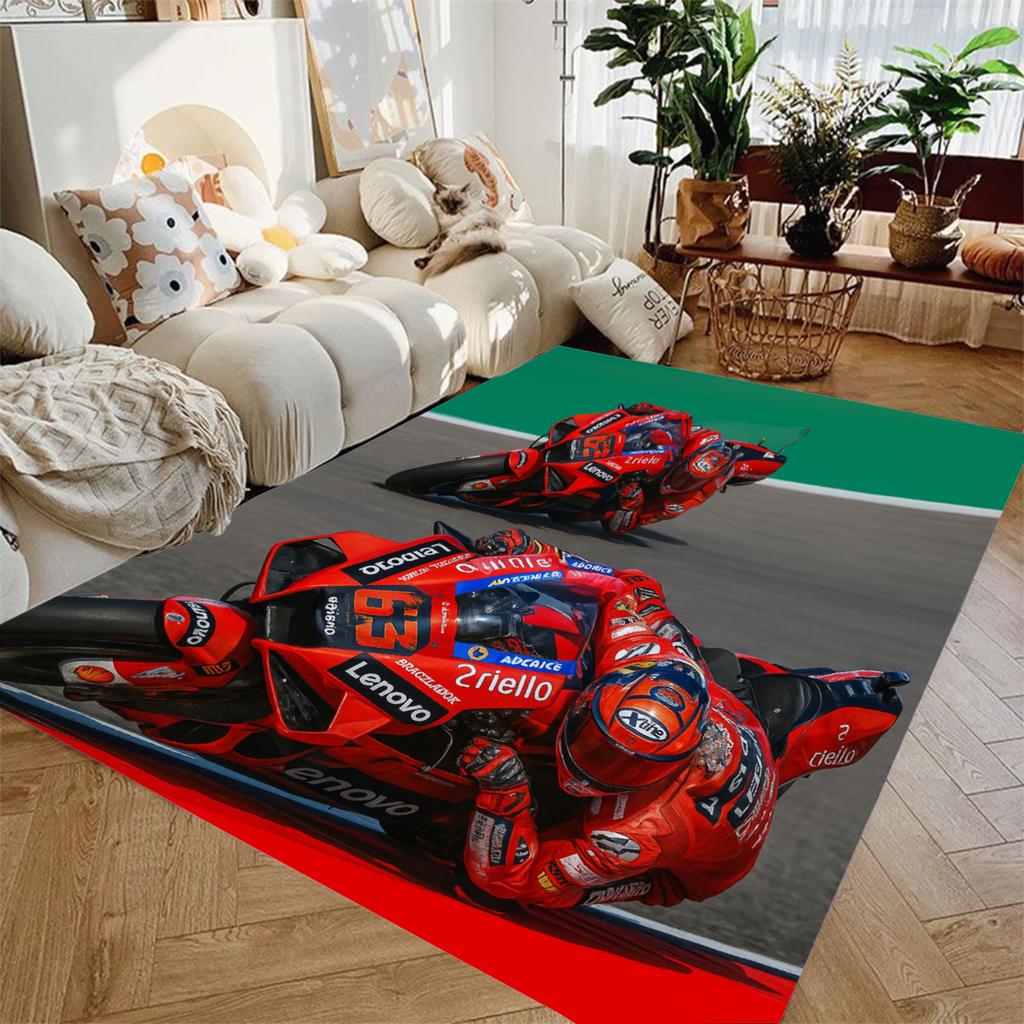 1pc Oversized Carpet Racing motorcycle Print Bedroom Decor Kid Nonslip Parlor Floor Mat Surface Comfortable Carpet Birthday Gift