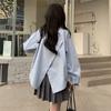 Kundalik Harajuku Ayollar Bluzkalari Koreyscha Uslub Oq Ko'ylak Katta O'lchamli Vintage Asimmetrik Top Ayollar Modasi Fermuarli Chic