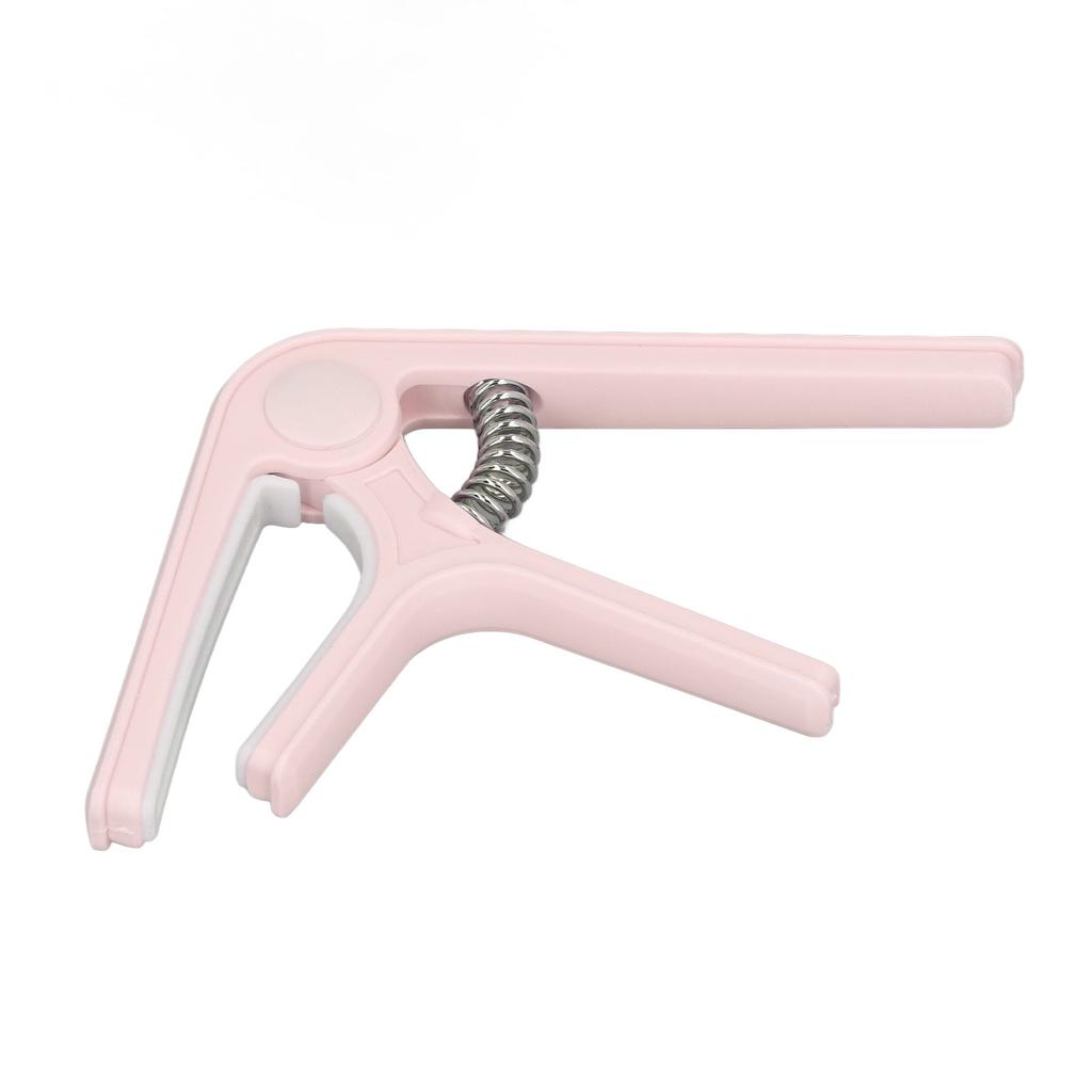 Guitar Capo Sturdy ABS Spring Even Pressure Easy Operation Capo for Acoustic Guitar Ukulele Bass Banjo Mandolin Pink