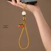 Persimmon Ruyi Mobile Charm: Glazed Pendant Keychain with Anti-Lost Wrist Lanyard for Men & Women