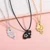 3pcs Creative Sun Star Moon Necklace Pizza Shape Cartoon Pendant Necklace Best Friend