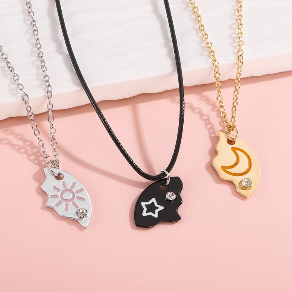 3pcs Creative Best Friend Necklace Pizza Shape Cartoon Pendant Necklace Children