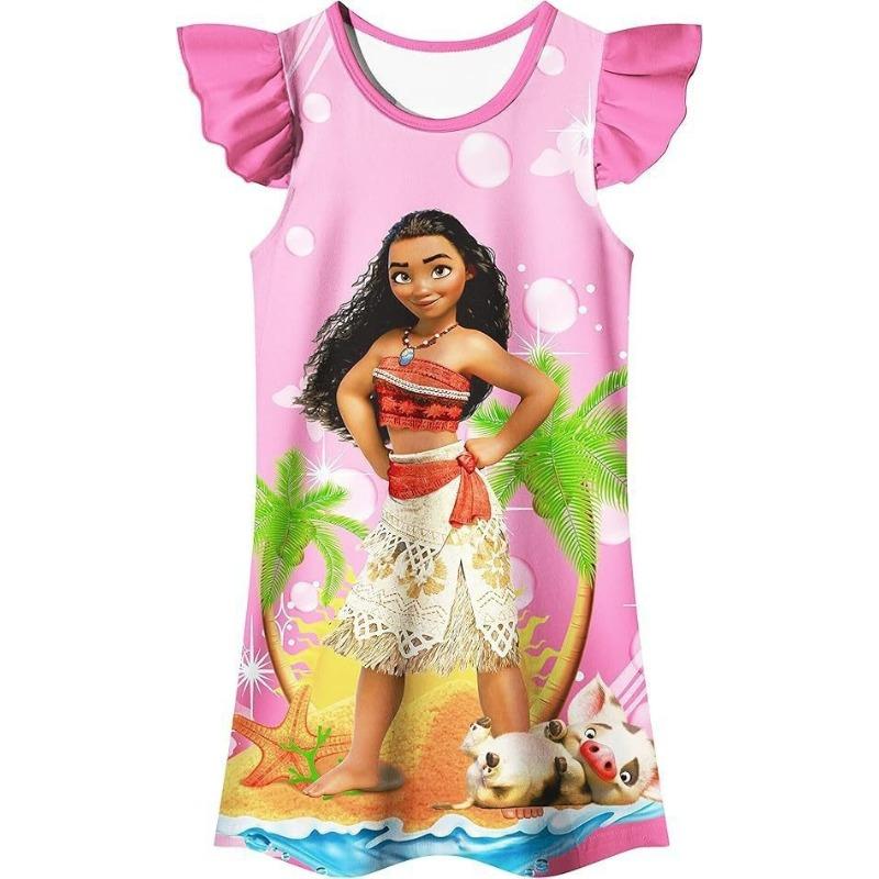 Summer New Cartoon Moana 2 Moana, Maui Same 3D Digital Printing Cute Princess Dress